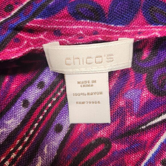 Chico’s Magenta Purple Paisley Mendhi Scarf 36x17 Luxe Jewel Tone Old Money Boho - Picture 5 of 6